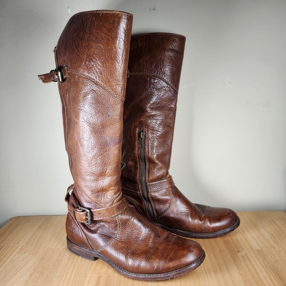 Frye Shoes - FRYE Women's Phillips Riding Boot Size 7.5 Leather Tall Western Pull On Campus